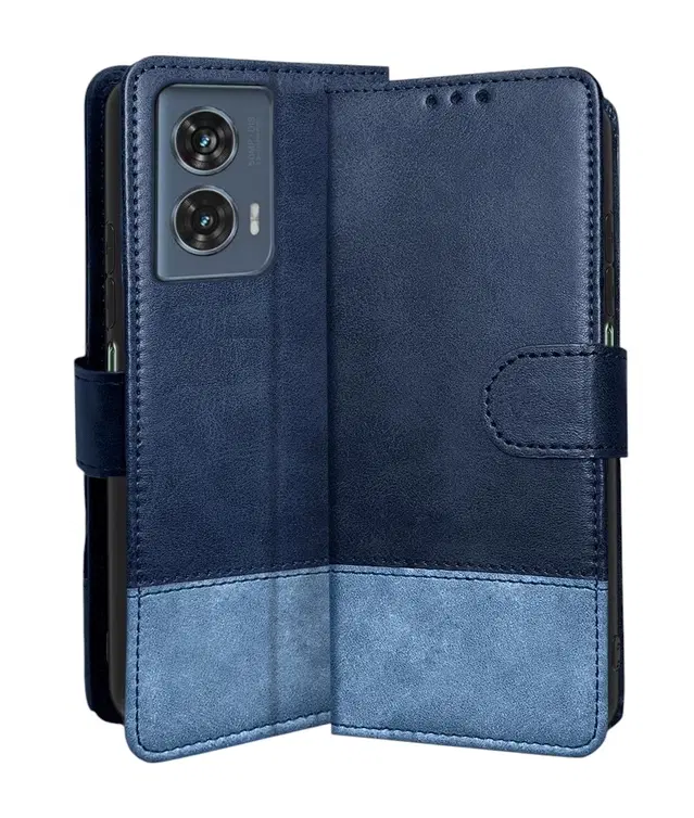 Artificial Leather Mobile Flip Cover for Motorola Moto G96 5G (Blue)