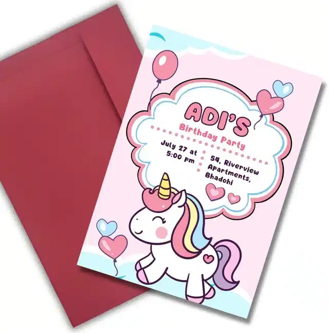 Birthday Party Greetings with Envelope, Multicolor