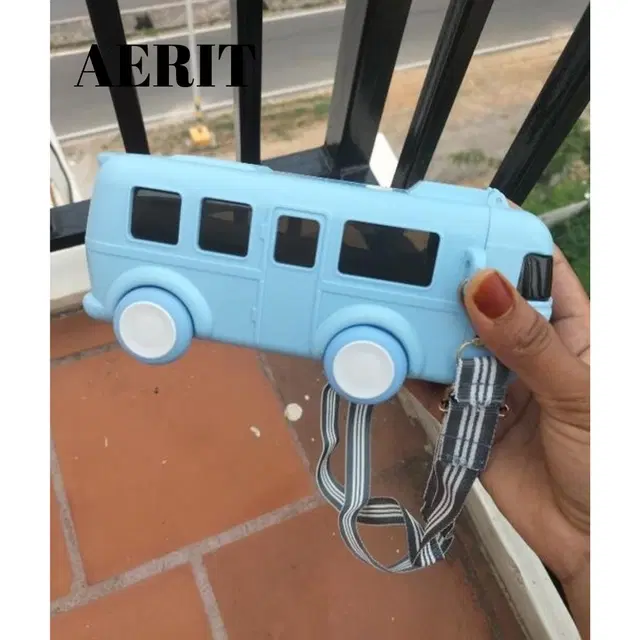 Plastic Bus Shape Sipper Bottle for Kids, Multicolor (1000 ml)