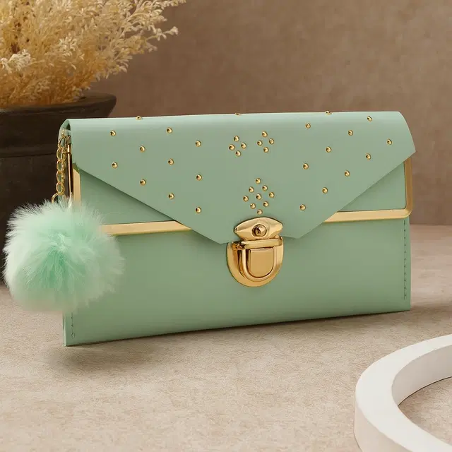 Women's Party wear/ Casual Hand wallet clutch Light Green