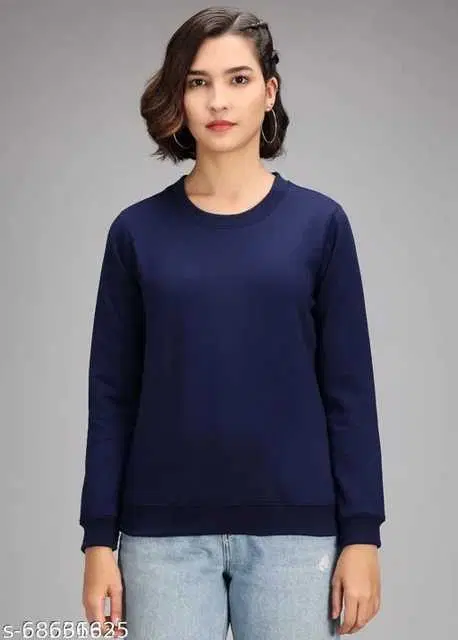 Full Sleeves Sweatshirt for Women (Navy Blue, S) (NGSP-5)