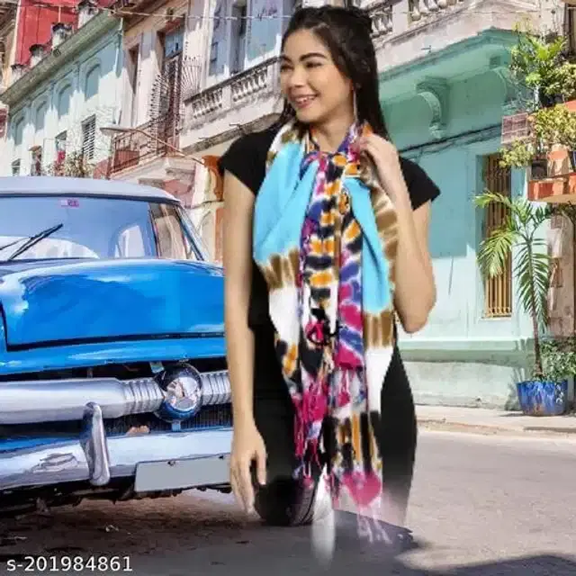 Silk Scarf for Women (Multicolor, 1.8 m)