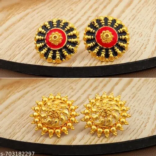 South Indian Temple Style Gold Look Stud Earrings