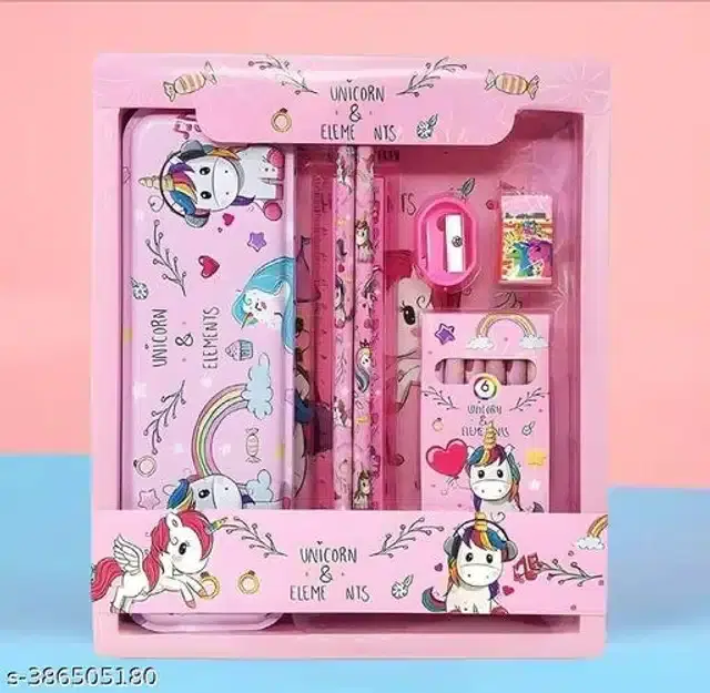 Unicorn Theme Stationery Kit for Kids, Pink