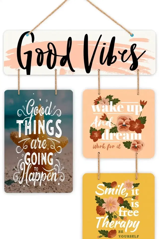 KC Arts Good Vibes Wooden Wall Designer Hanging