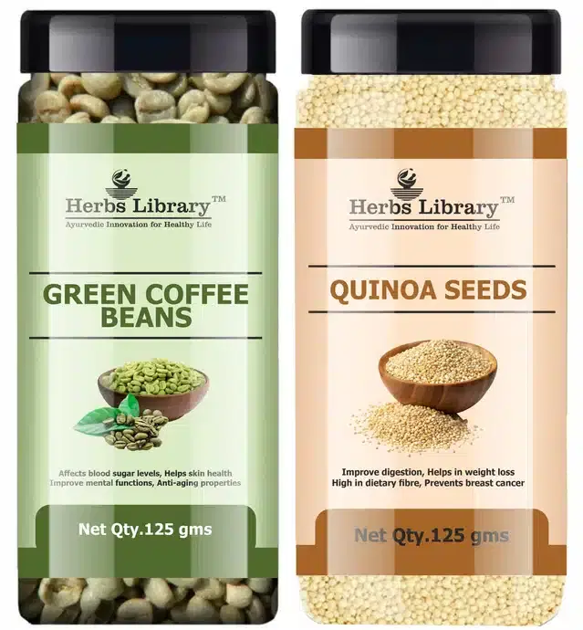 Herbs Library Green Coffee Beans and Quinoa Seeds, Pack of 2, 125 g