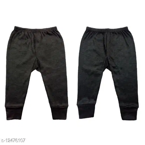 Woolen Thermal Bottomwear for Kids, Pack of 2 (Grey, 3-6 Months)