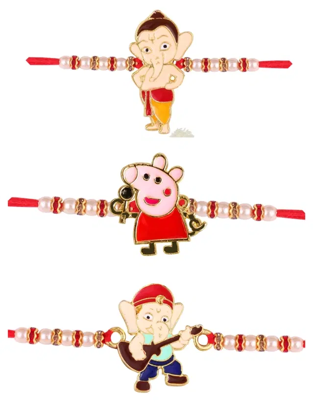 Designer Cartoon Characters Rakhi for Kids, Multicolor, Pack of 3