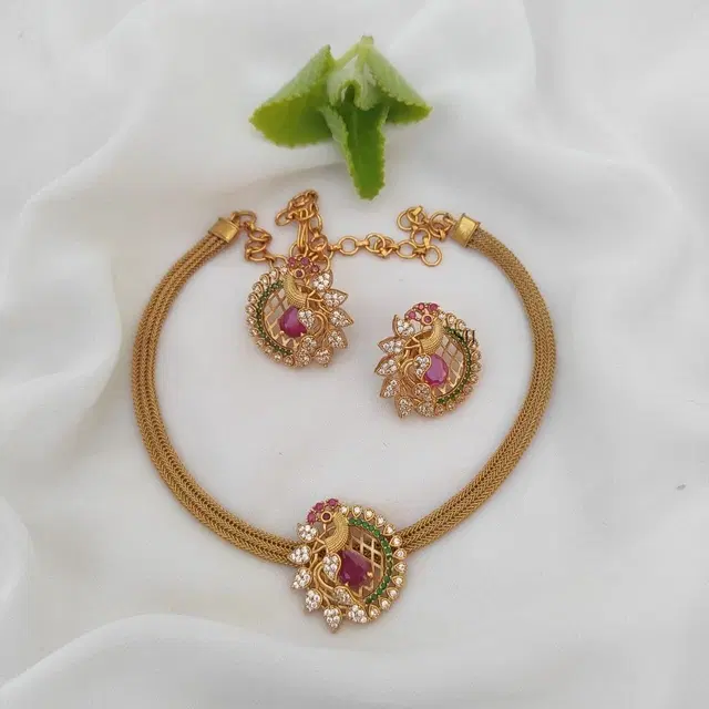Party Wear Jewellery Set for Women (Brown, Free Size)