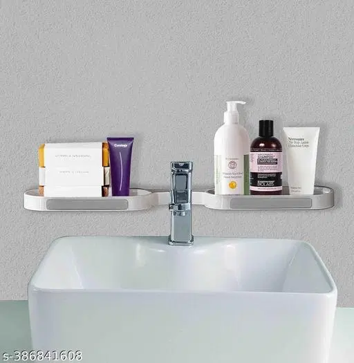 Amaze Weal Plastic Adhesive Shelves for Bathroom, White
