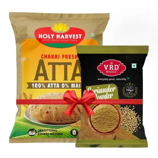 Holy Harvest Chakki Fresh Atta 10 kg + VRD Dhania Powder 100 g