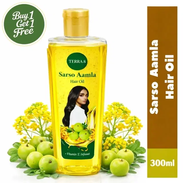 Terra 8 Sarso Amla Hair Oil Bottle 2X250 ml (Buy 1 Get 1 Free)