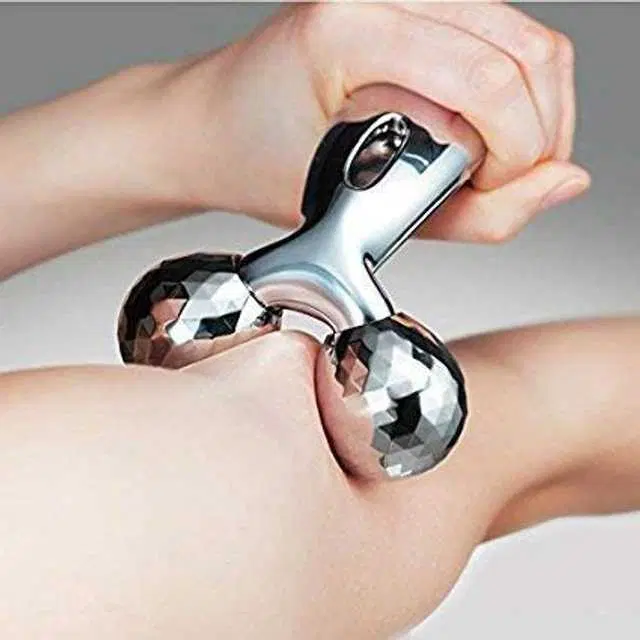 360 Rotate Silver Thin Face Full Body Shape Solar Powered Massager Roller, MT-33