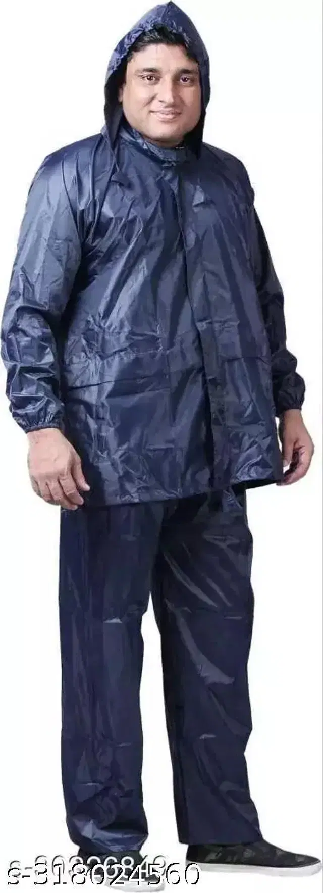 Polyester Rain Coat for Men, Black, M