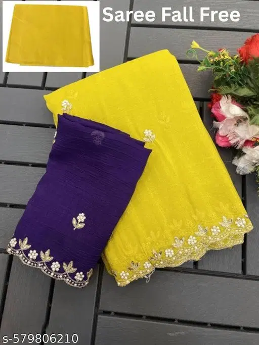 Jimmy Choo Solid Saree For Women, Yellow