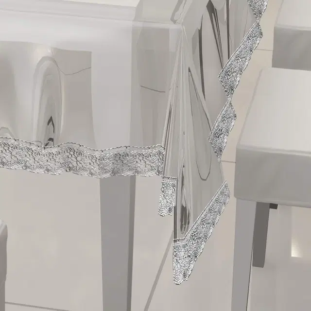 Polyester Printed Table Cloth, White, 60x90 inches