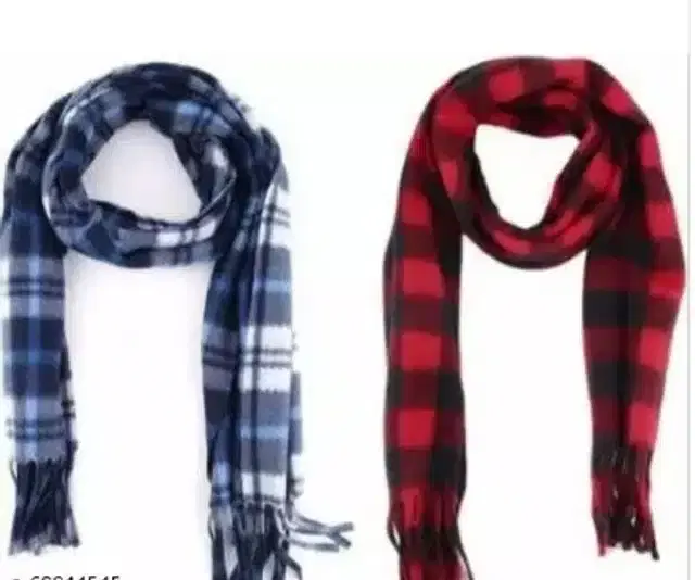 Woolen Checkered Muffler for Men, Pack of 2 (Multicolor)