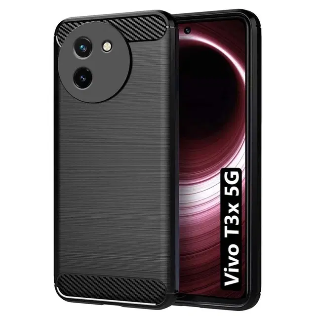 Rubber Mobile Back Cover for Vivo T3x 5G, Black