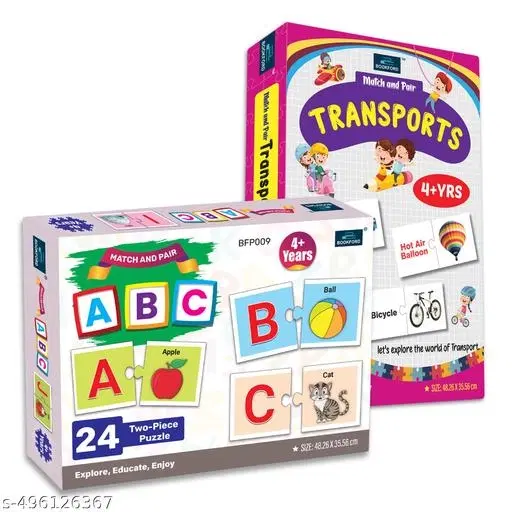 Bookford Exciting Puzzle Combo Set of 2 Jigsaw Puzzle - Match & Pair ABC & Match & Pair Vegetables