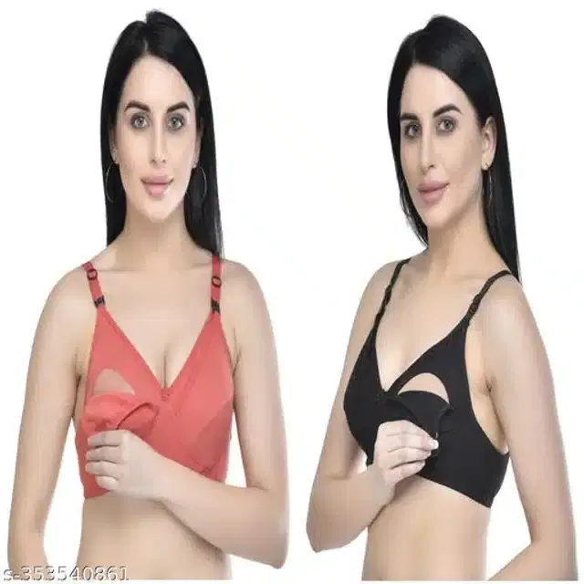 Cotton Blend Feeding Bra for Women, Pack of 2 (Assorted, 32C)