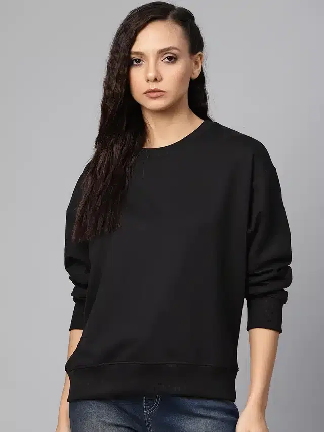 Women's Loose Fit Sweatshirt (Black, M)