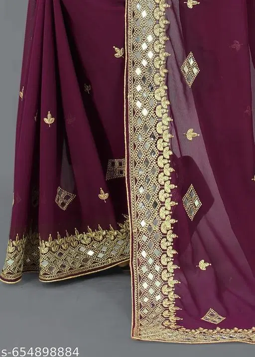 Stylish Saree for Women (Purple, Free Size)