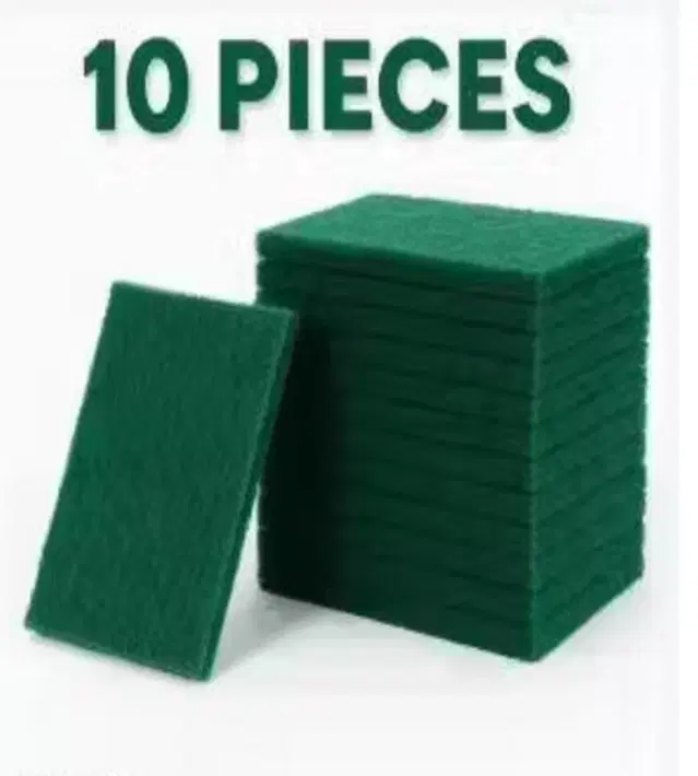Green Scrub Pack of 10 green scrubber, pad , best quality, best cleaning scrub for utensils, Green Pad 3*4 inch size attractive scrub and sponge soft and long lasting scrub pad. top quality. long lasting cleaning scrub pad