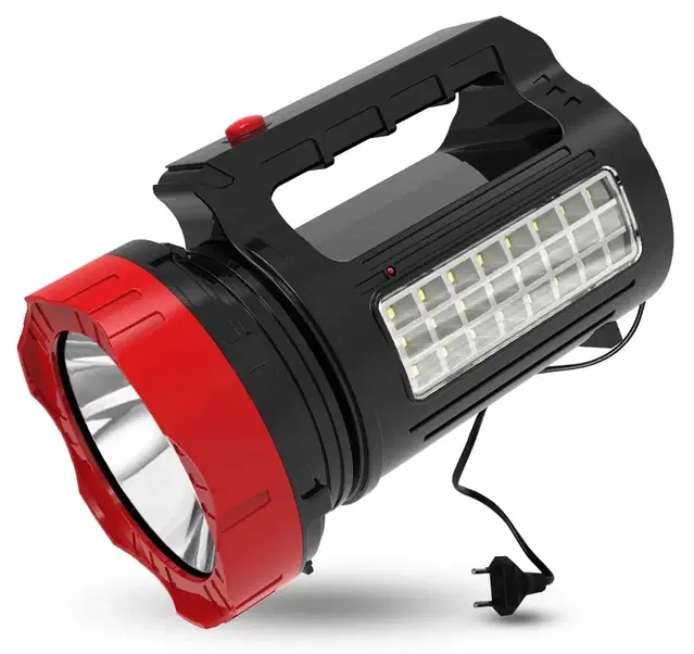Rechargeable LED Search Light | 2 Modes | 700m Range | Waterproof | Outdoor Torch (Red and Black)