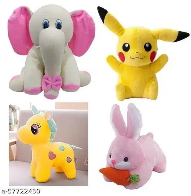 Stuffed Toys for Kids, Multicolor, Set of 4
