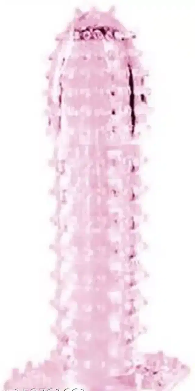 Silicone Reusable Extra Dotted Condom, Pink & Transparent