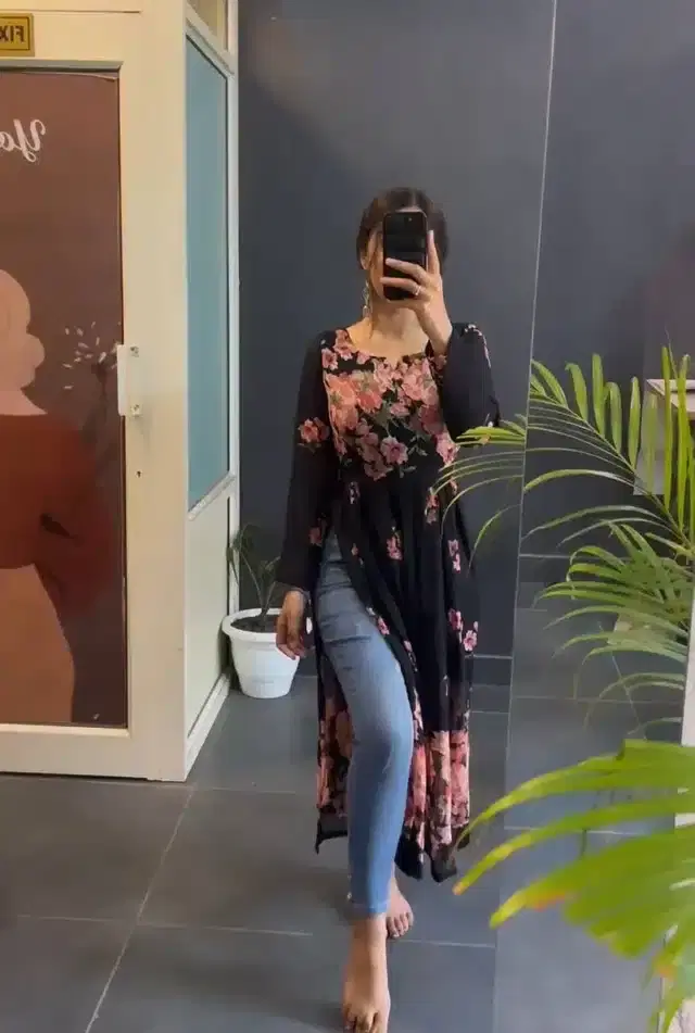 Full Sleeves Gown for Women (Black, XS)