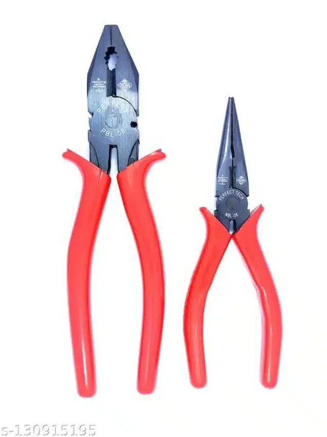 Combination & Long Nose Plier, Set of 2, Red