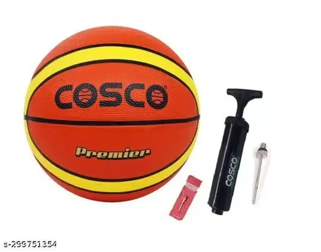 Cosco Rubber Basketball, Size 6 with Air Pump, Orange, Set of 1