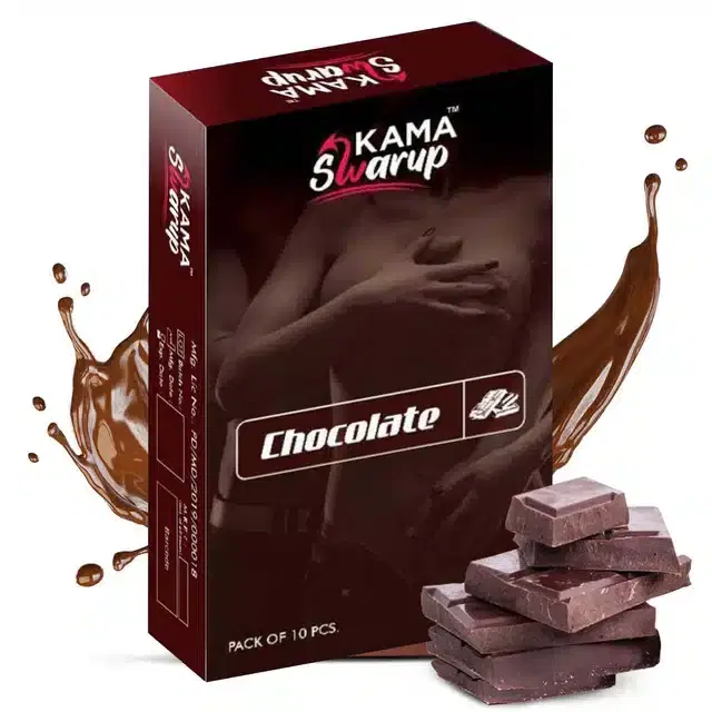 Kama Swarup 10 Pcs Chocolate Flavoured Ultra Dotted Condoms for Men, Set of 1