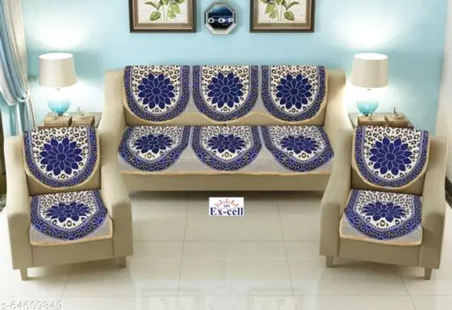 Polycotton 5 Seater Sofa Covers, Blue, Set of 1