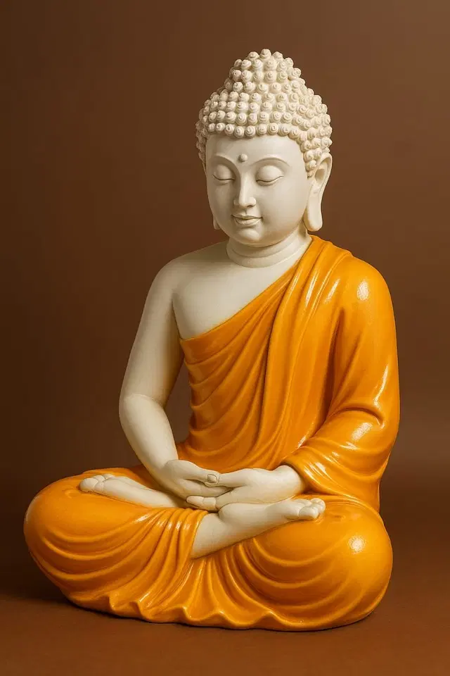 Resin Lord Gautam Buddha Idol, Orange