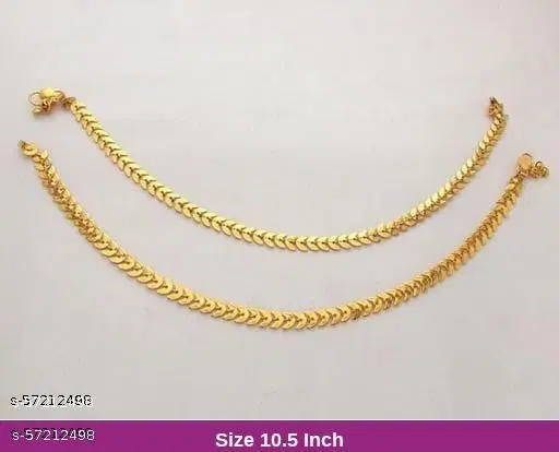 Chain Anklet for Women (Gold, Free Size)