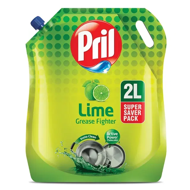 Pril Lime Dishwash Liquid Gel 2 L (Pouch)
