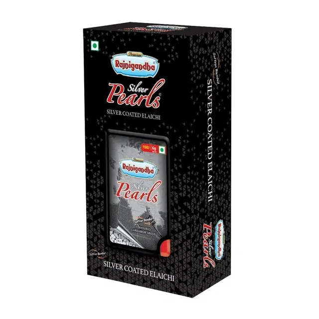 Rajnigandha Silver Pearls | Pack Of 5 (6 g X 5 Piece) | Silver Coated Elaichi | Breath Freshening Mint Mouthfreshener | Travel Pack