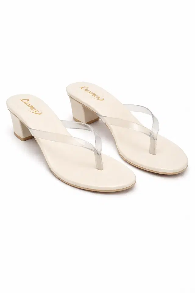 Solid Block Sandals for Women (Beige, 3)
