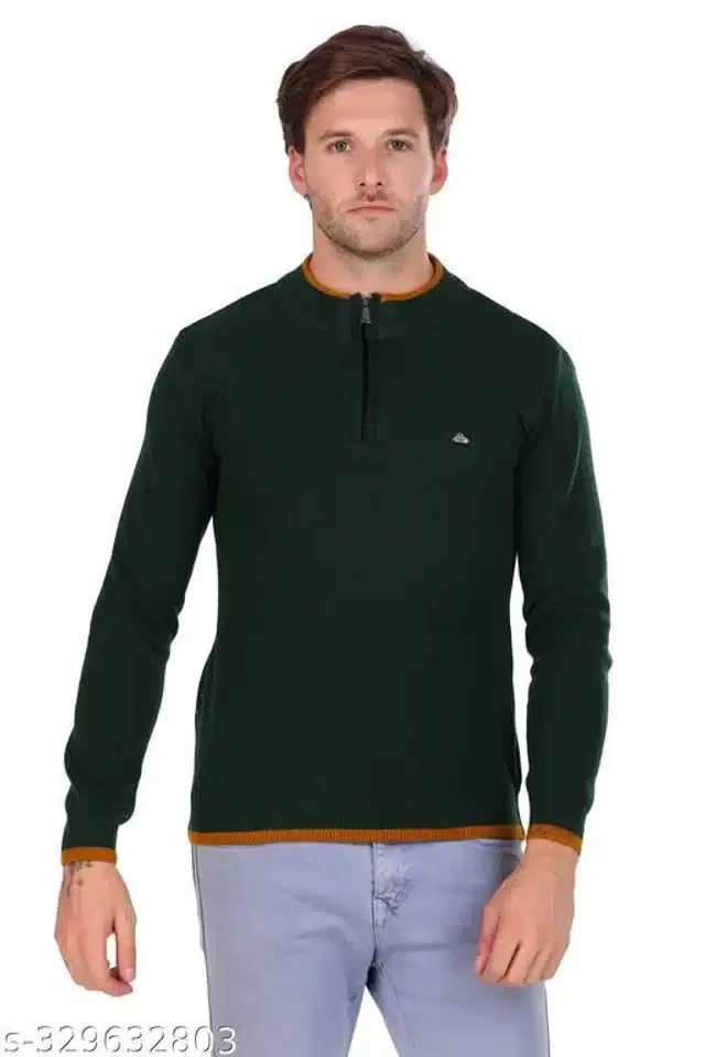 Acrylic Sweater for Men (Green, M)