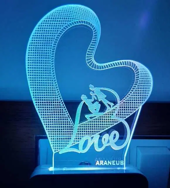 Unicept Heart Shape Love 3D LED Illusion Night Lamp, Multicolor, NE-3