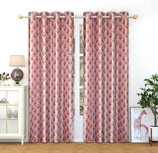 Door Curtains, Pack of 2, Pink, 4x7 feet