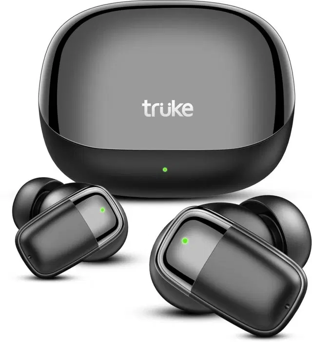 Truke Clarity 2 V2 True Earbuds, Black with 6 Mics Adv.ENC, 68H Battery, 13mm Drivers, Multi Mode