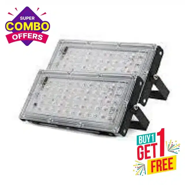 Remote Control Flood Light, White, 50 W, Pack of 2