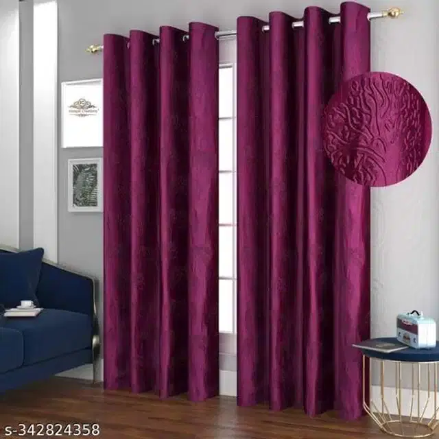 Polyester Curtain for Door, Purple, 7 Feet