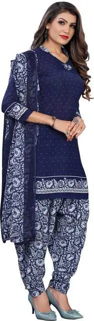 Yashika Unstitched Crepe Salwar Suit Material (Blue) (Y-283)