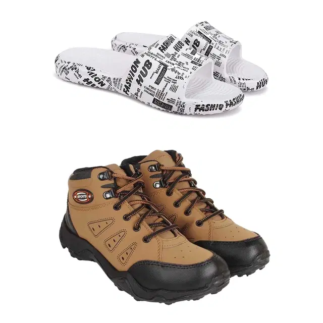 Combo of Casual Shoes with Sliders for Men, Set of 2 (Multicolor, 8)