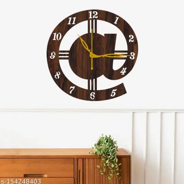 Wooden Wall Clock for Home, Brown