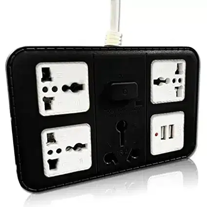Extension Cord With 2 USB Charging Ports & 3 Socket + 1 Master Switch, Multicolor, D20